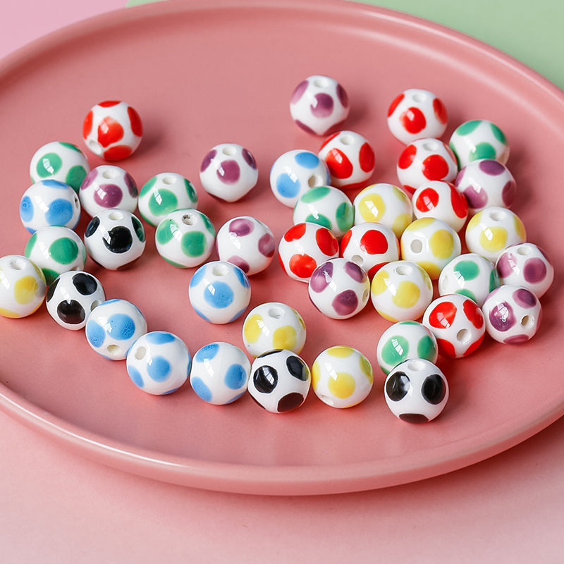 Wholesale 30pcs Color Big Wave Ceramic Round Beads